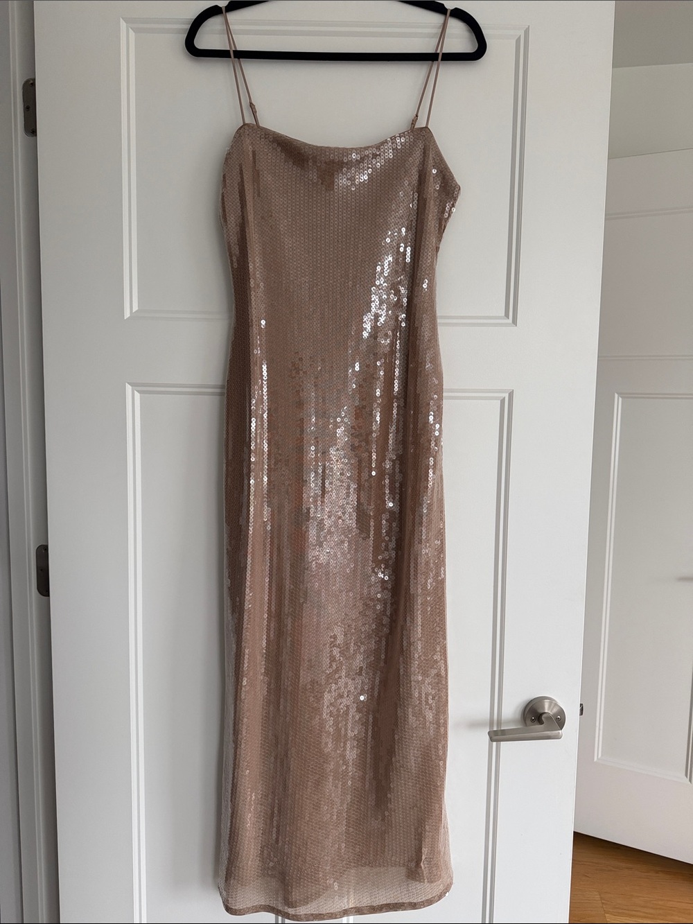 Abercrombie & Fitch Blush Sequin Strapless Slip Dress